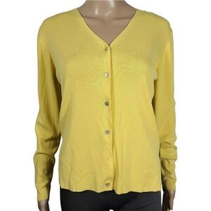 J.A.C. Yellow Knit Cardigan Sweater Square buttons